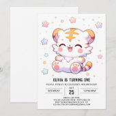 Invitation Boho Tiger 1er anniversaire (Devant / Derrière)