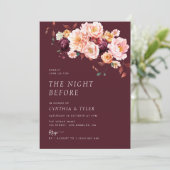 Invitation boho tomber floral bordeaux la veille (Debout devant)