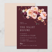 Invitation boho tomber floral bordeaux la veille (Devant / Derrière)