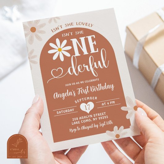 Invitation Boho Ton Chaud Arche Daisy Onederful Premier Anniv