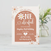 Invitation Boho Ton Chaud Arche Daisy Onederful Premier Anniv (Debout devant)