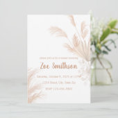 Invitation Boho Ton Neutre Pampas (Debout devant)