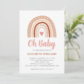 Invitation Boho Tone Tone Muet arc-en-ciel Oh Baby shower (Debout devant)