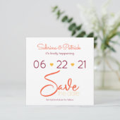 Invitation BoHO Toscane Corail Bourgogne Sauvez la date (Debout devant)