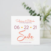 Invitation BoHO Toscane Corail Bourgogne Sauvez la date (Debout devant)