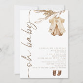 Invitation Boho Tourbillon Vêtements de Script Oh Baby shower (Devant)