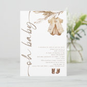 Invitation Boho Tourbillon Vêtements de Script Oh Baby shower (Debout devant)