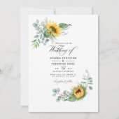 Invitation Boho Tournesol Eucalyptus Photo Mariage (Devant)