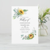 Invitation Boho Tournesol Eucalyptus Photo Mariage (Debout devant)