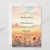 Invitation Boho Tournesol Rustique Aquarelle Mariage campagna (Devant)