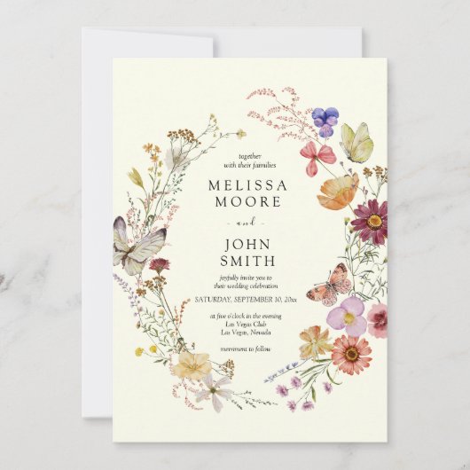 Invitation Boho tout en un Mariage (Devant)