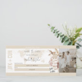 Invitation Boho Travel Boarding Pass Destination Save the Dat (Debout devant)