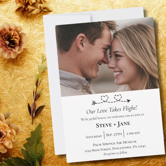 Invitation Boho Travel Wedding Elegant Custom Photo