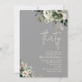Invitation Boho trente sauge fleurs vertes aquarelle annivers (Devant)