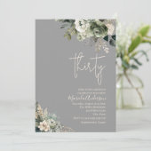 Invitation Boho trente sauge fleurs vertes aquarelle annivers (Debout devant)