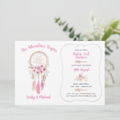 Invitation Boho Tribal Baby Girl Shower Dream Catcher (Debout devant)