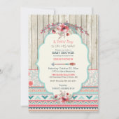 Invitation Boho Tribal Chic Rustique Fleurs Flèche en Bois (Devant)