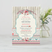 Invitation Boho Tribal Chic Rustique Fleurs Flèche en Bois (Debout devant)