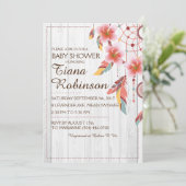 Invitation Boho Tribal Dream Catcher Floral Rose Rustique RSV (Debout devant)