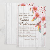 Invitation Boho Tribal Dream Catcher Floral Rose Rustique RSV (Devant / Derrière)