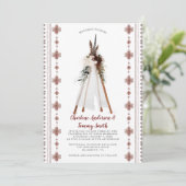 Invitation Boho Tribal Feathers Floral Teepee Mariage | (Debout devant)