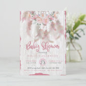 Invitation BOHO Tribal Floral Dream Catcher Baby shower rose (Debout devant)