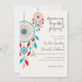 Invitation Boho Tribal pluather Dreamcatcher Photo Mariage (Devant)