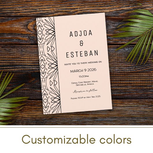 Invitation Boho Tribal Print Crème et noir