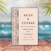 Invitation Boho Tribal Print Crème et noir