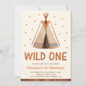Invitation Boho Tribal Teepee Garçons Wild One Premier Annive (Devant)