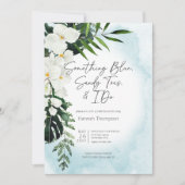 Invitation Boho Tropical Aqua Quelque chose de bleu Fête des (Devant)