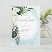 Invitation Boho Tropical Aqua Watercolor Bridal Brunch (Debout devant)