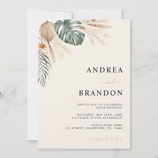 Invitation Boho Tropical Beach Destination Mariage Tout en un (Devant)