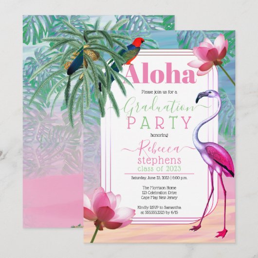Invitation Boho Tropical Beach Watercolor Party (Devant / Derrière)