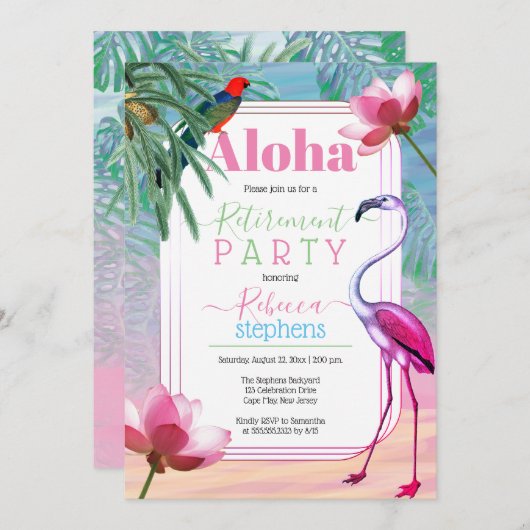 Invitation Boho Tropical Beach Watercolor Retraite (Devant / Derrière)
