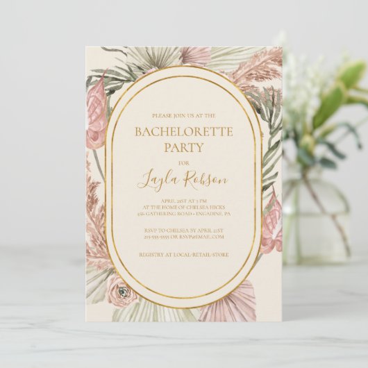 Invitation Boho Tropical Botanical | Bachelorette verte (Debout devant)