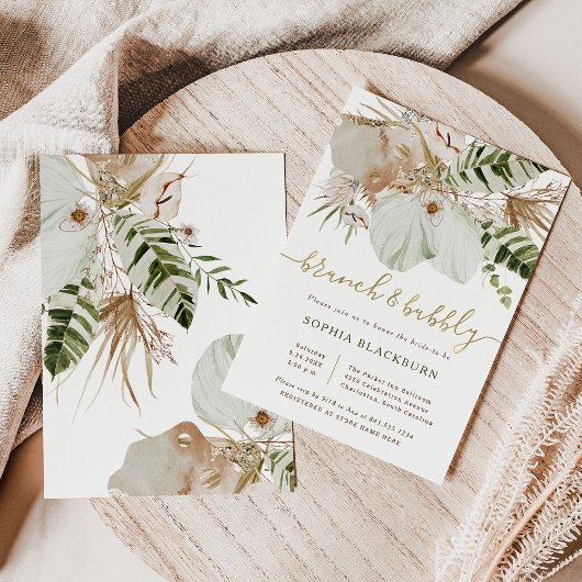 Invitation Boho Tropical Botanical Floral | Brunch et bulle
