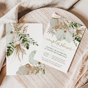 Invitation Boho Tropical Botanical Floral   Douche Couples