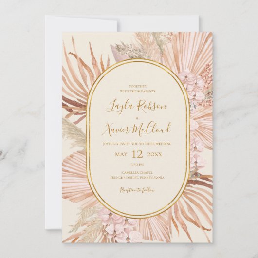 Invitation Boho Tropical Botanical | Mariage Décontracté ivoi (Devant)