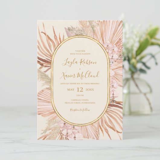 Invitation Boho Tropical Botanical | Mariage Décontracté ivoi (Debout devant)