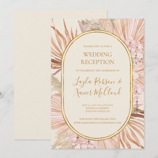 Invitation Boho Tropical Botanique | Réception de Mariage en  (Devant / Derrière)