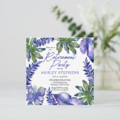 Invitation Boho Tropical Feuilles Purple Green Retraite Party (Debout devant)