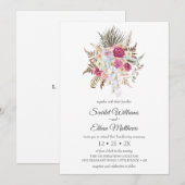 Invitation Boho Tropical Floral Aquarelle Fleur à la main (Devant / Derrière)