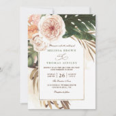 Invitation Boho Tropical Floral Desert Chic QR Code Wedding (Devant)