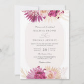 Invitation Boho Tropical FLoral Elegant Chic QR Code Wedding (Devant)