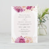 Invitation Boho Tropical FLoral Elegant Chic QR Code Wedding (Debout devant)