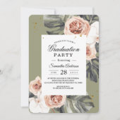 Invitation Boho Tropical Floral Khaki Palm Leaf & Orchid (Devant)