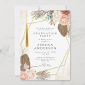Invitation Boho Tropical Gold Foil Tassel Floral Graduation (Devant)