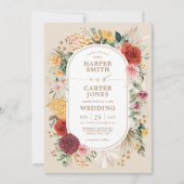 Invitation Boho Tropical Jardin Floral Pampas Grass Mariage I (Devant)