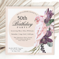 Boho Tropical Pink Parrot Floral 50e anniversaire